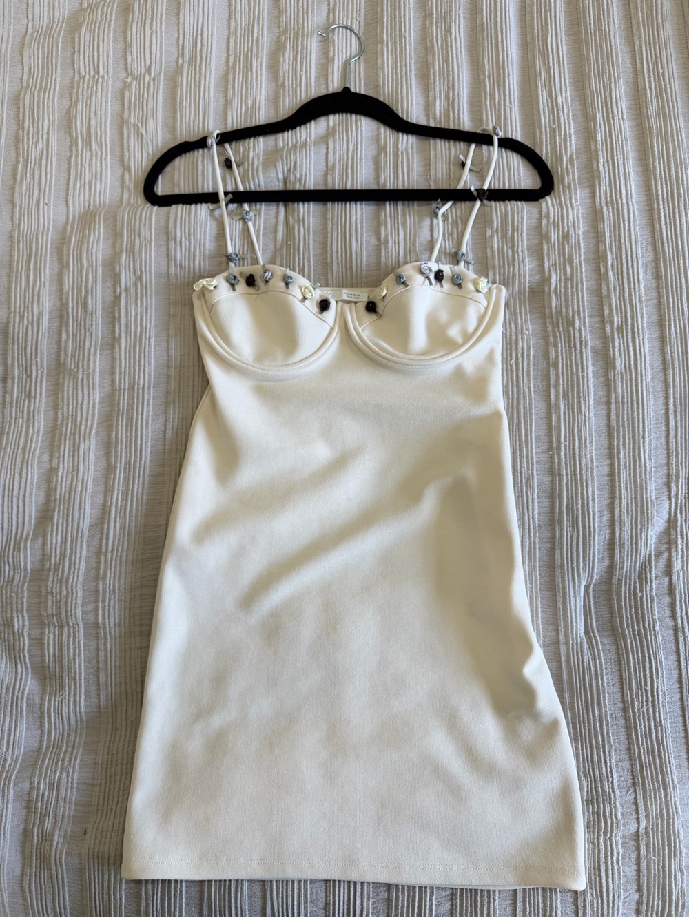 Zara Ivory Embellished Bustier Slip Dress